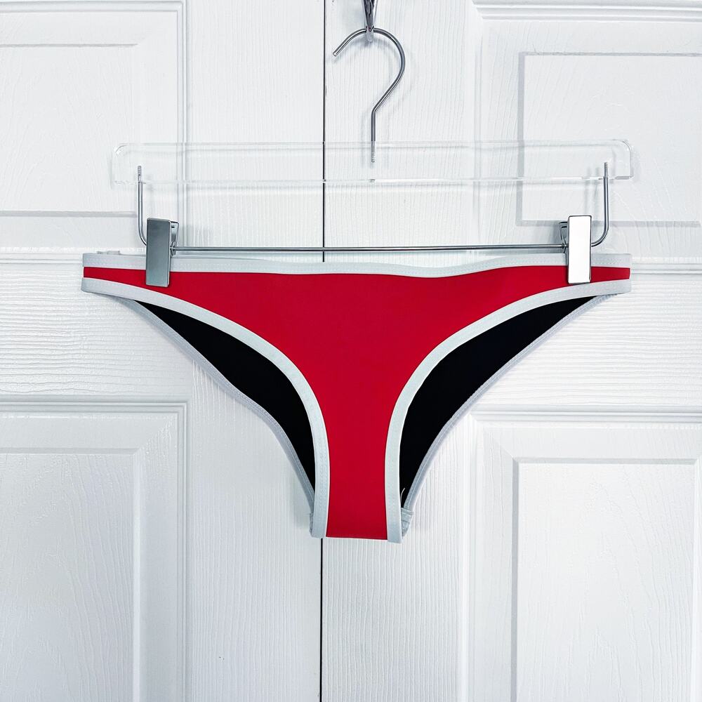 Hoaka Swimwear Hawaii Red Neoprene Cheeky Bikini Bottom Modern Colorblock